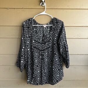 Mossimo Supply Co Boho Long Sleeve Blouse - SZ Large - Lightweight Modest Casual